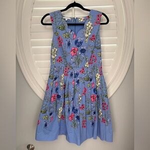 RSVP by Talbots Summer Pocket Dress cotton Floral Zip Scallop Neck 4 Petite